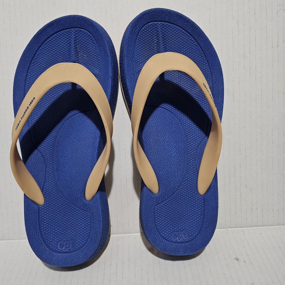 East Pacific Trade Malibu Blue Tan Unisex Flip flops sandals Sz women's 8 mens 7 - Picture 5 of 11